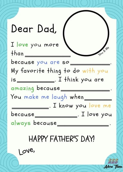 Printable Fathers Day Madlib Letter