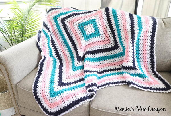 V Stitch Granny Square Blanket