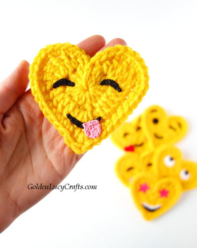 Crochet Heart Emoji – Face Savoring Food Emoji