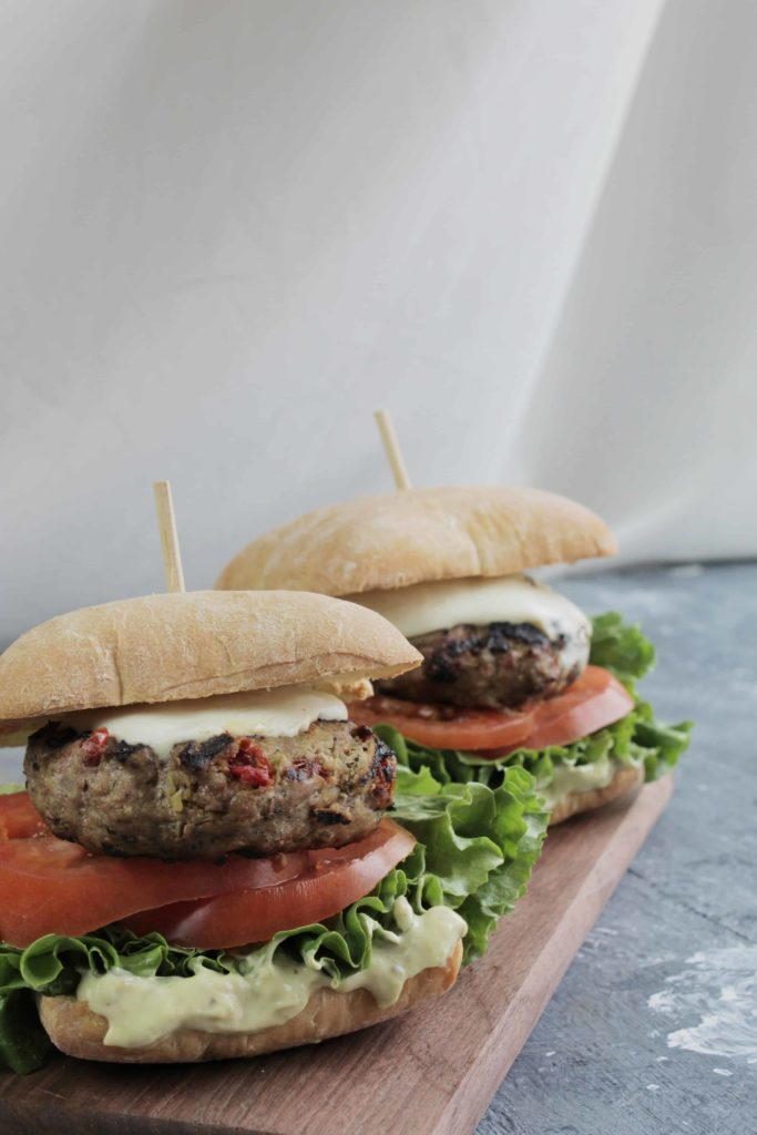 Pesto Mozzarella Turkey Burgers