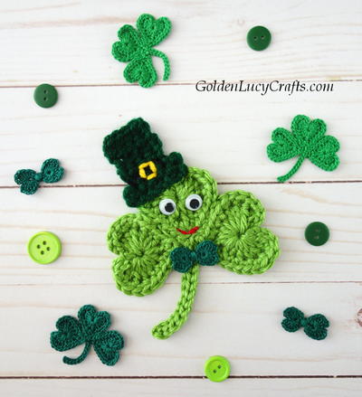 Happy Shamrock In A Hat Applique For St. Patrick’s Day