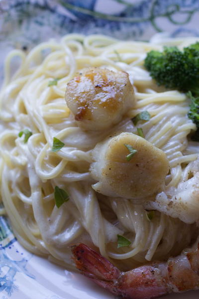 Traeger Seafood Alfredo