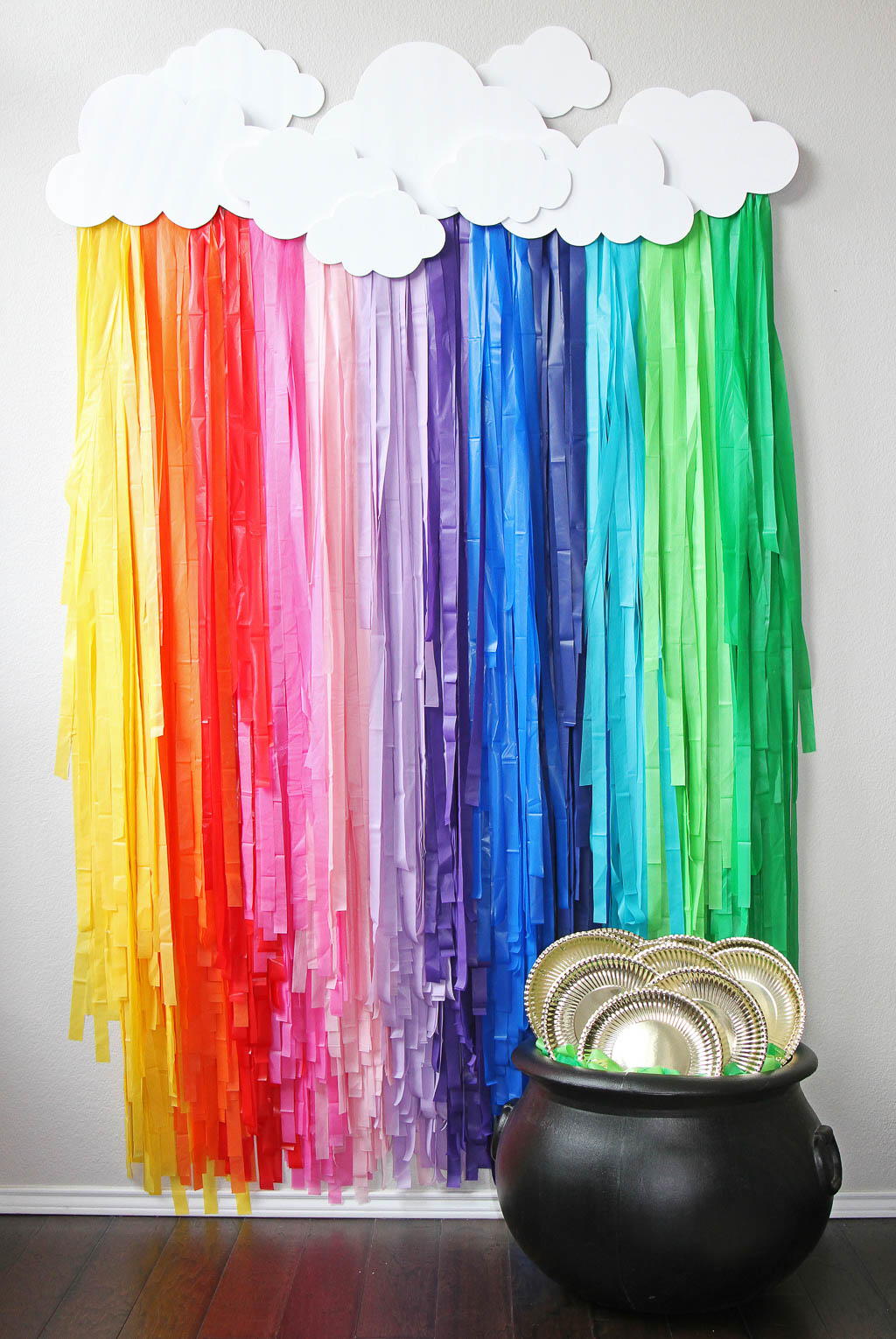 Diy Rainbow Fringe Backdrop AllFreeHolidayCrafts com Diy Rainbow Fringe Backdrop AllFreeHolidayCrafts com