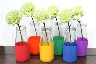 Rainbow Milk Bottle Vases