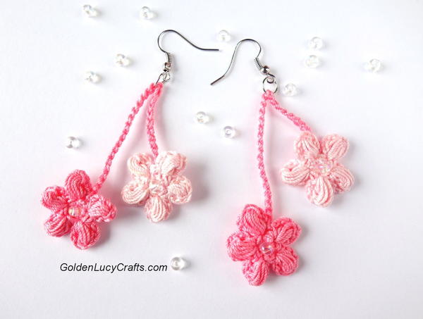 Crochet Cherry Blossom Earrings