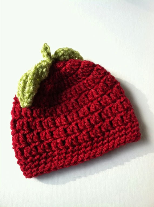 Adorable Red Apple Crochet Baby Hat
