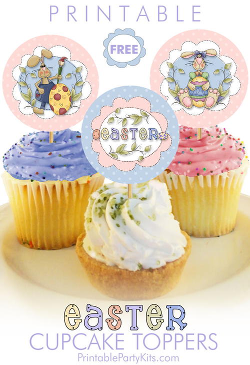 Printable Easter Bunny Cupcake Toppers | AllFreeHolidayCrafts.com