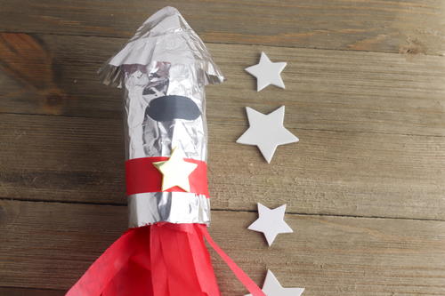 Recycled Toilet Paper Roll Rocket Craft