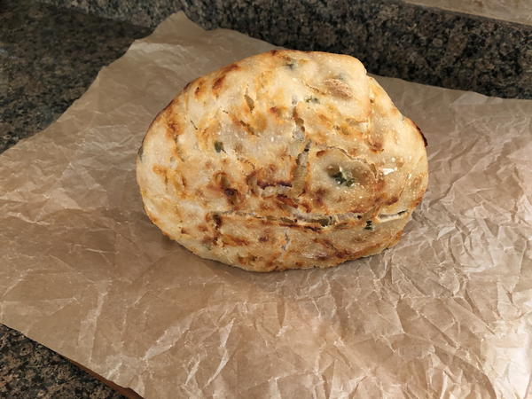 Store homemade bread overnight by leaving it on the counter, cut-side down.