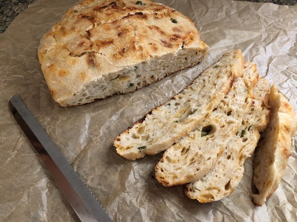 This homemade focaccia can be stored cut-side down on the cutting board for up to 1 day.