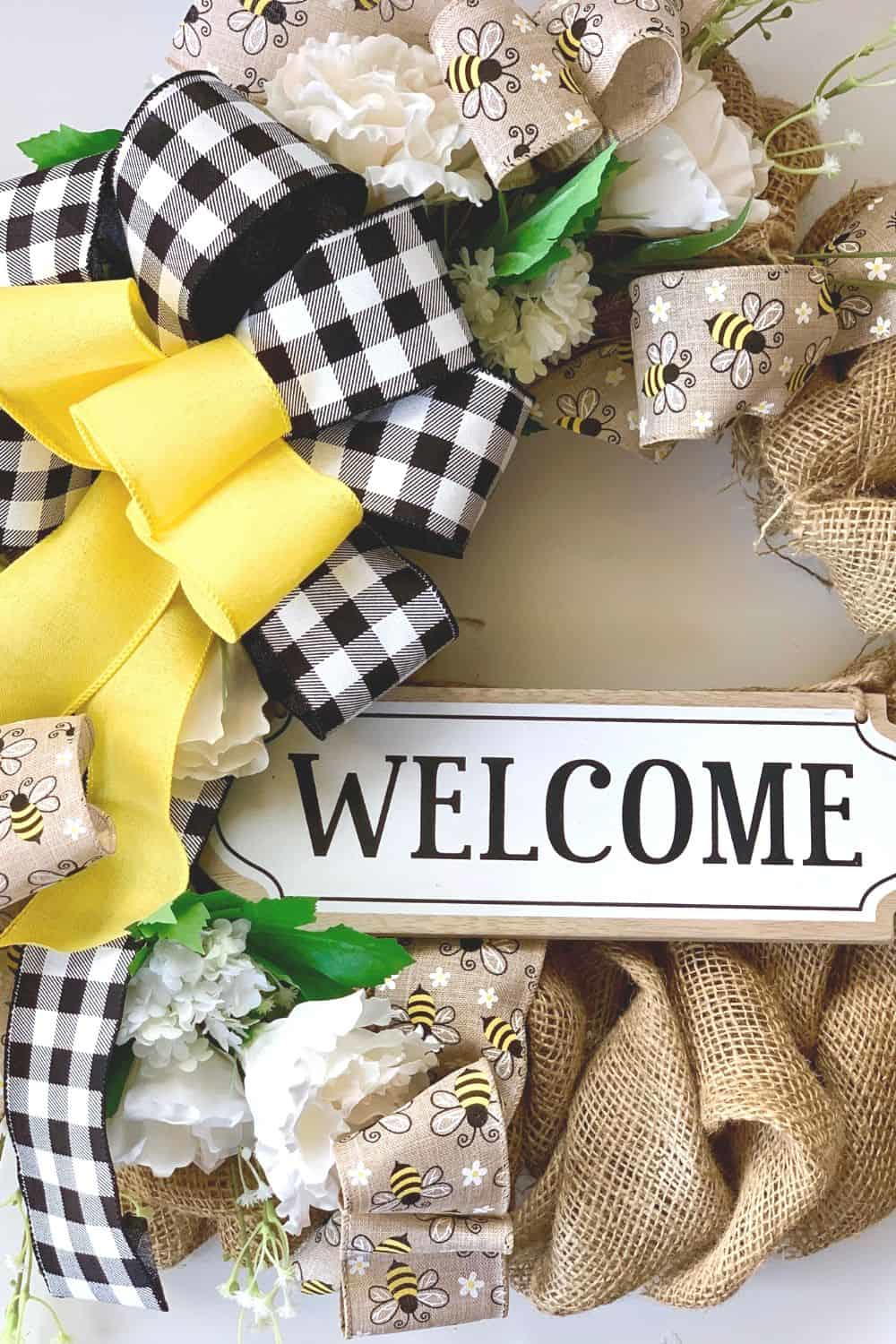 Rustic Farmhouse Welcome Wreath For Spring | AllFreeHolidayCrafts.com