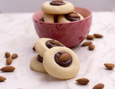 Homemade Chocolate Almond Thumbprint Cookies