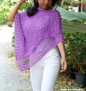 The Easiest Purple Poncho Wrap | AllFreeCrochet.com