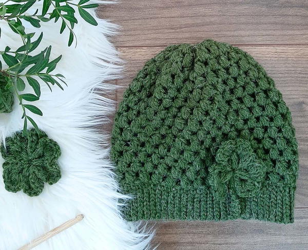 Puff Stitch Hat + Shamrock