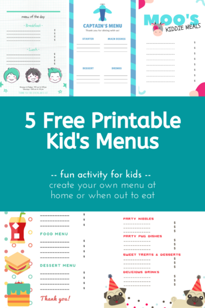 Free Printable Kid Menus To Play Restaurant
