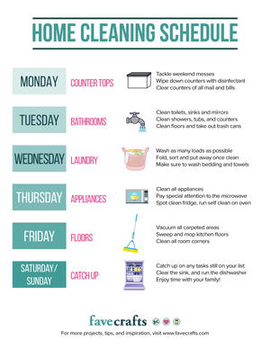 Weekly Cleaning Checklist | FaveCrafts.com