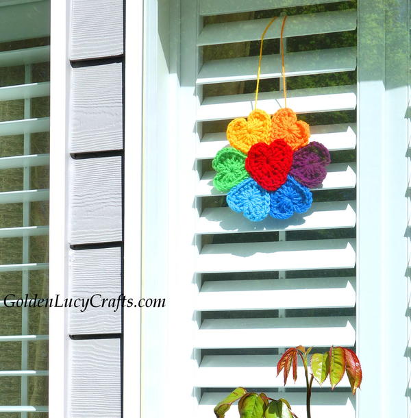 Crochet Rainbow Flower For Window
