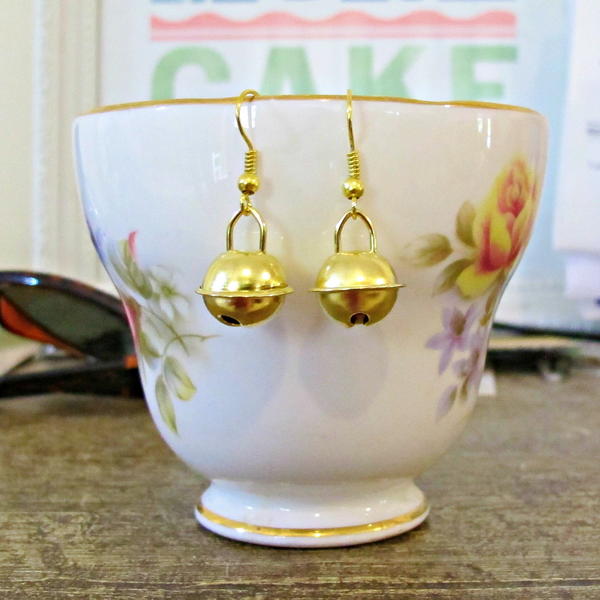 Upcycled Christmas Bell Earrings