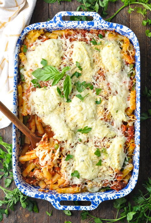 Baked Ziti With Ricotta, Sausage And Asparagus