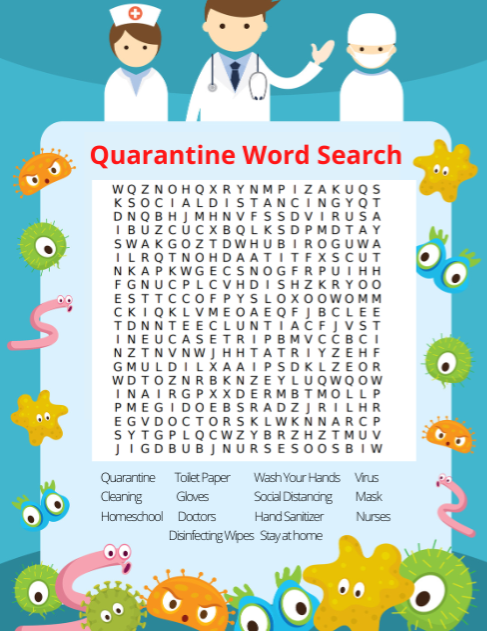 Free Printable Quarantine Word Search For Kids