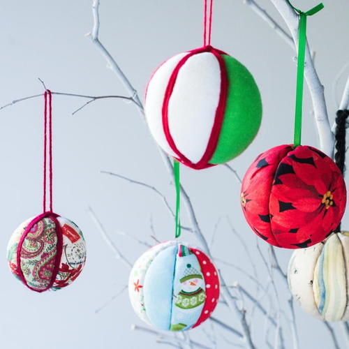 No-Sew Fabric Ornament Balls | AllFreeChristmasCrafts.com