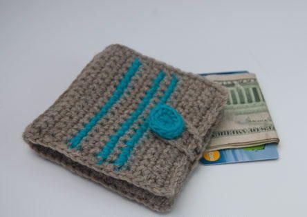 Striped Wool Crochet Wallet