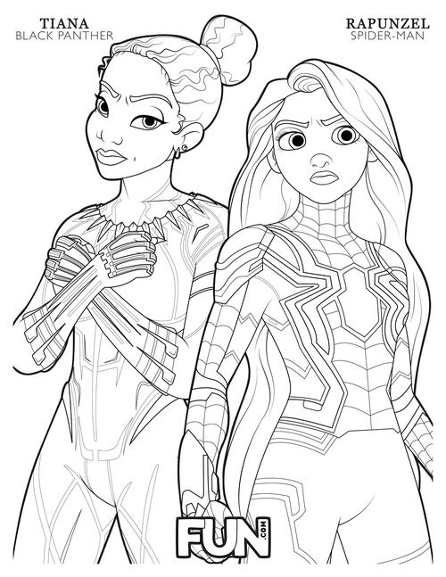 These Coloring Pages Combine Disney Characters With The Avengers And Star Wars