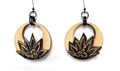 Wood And Clay Flowered Earrings