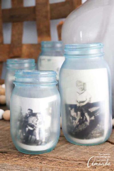 Frosted Mason Jar Photo Frames