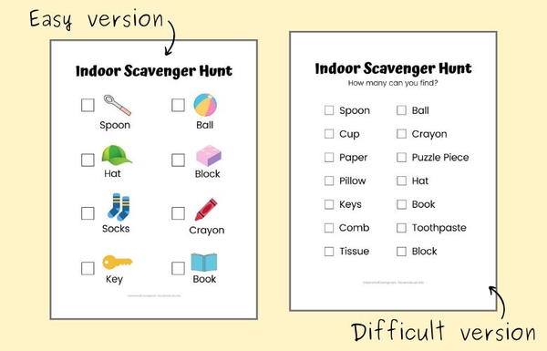 Printable Indoor Scavenger Hunt For Kids