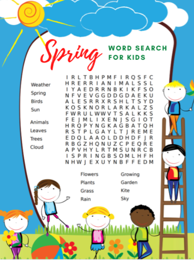 Free Printable Spring Word Search For Kids