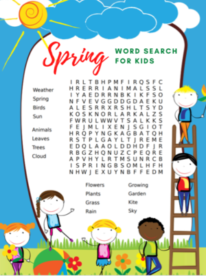 free printable spring word search for kids allfreekidscrafts com