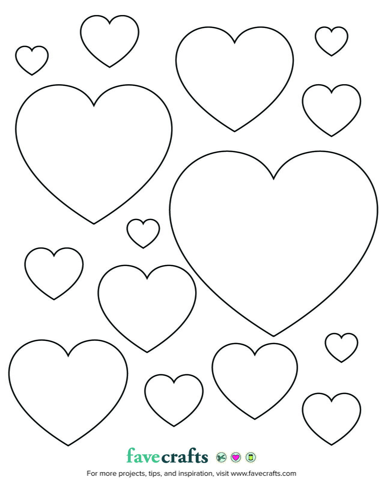 hearts printable to color
