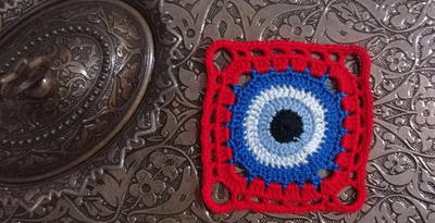 Crochet Evil Eye Square