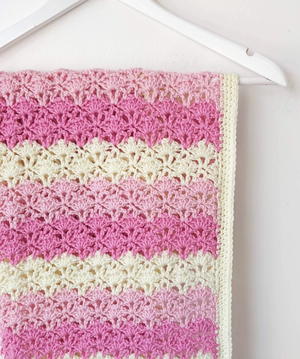 Crochet Baby Christening Blanket  White And A Hint Of Pink Help a Puppy! 