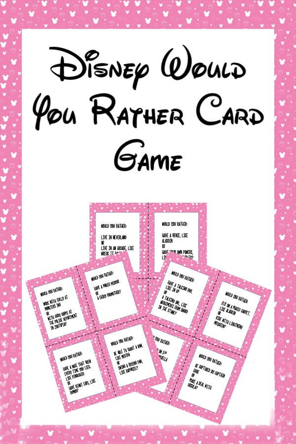 Printable Disney Themed Would You Rather Questions For Kids