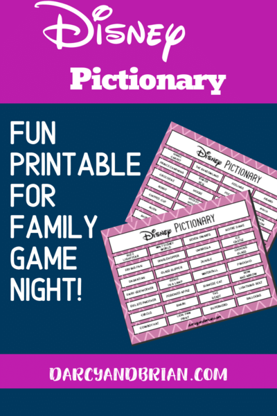 Printable Disney Themed Pictionary Game