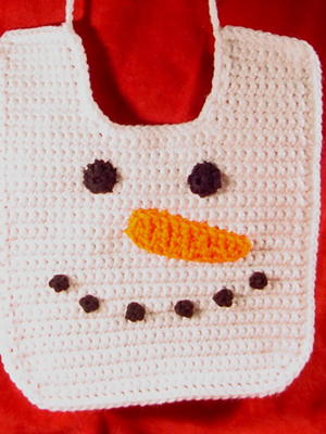 Crocheted Snowman Baby Bib