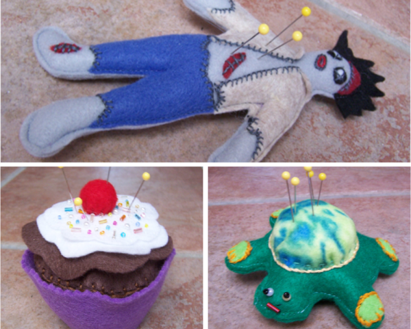 Zombies Cupcakes and Turtles Pin Cushions