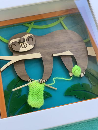 Laser Cut Knitting Sloth
