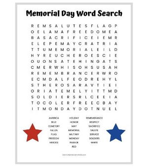 memorial day word search printable allfreepapercrafts com