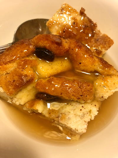 Old Fashion Bread Pudding With Vanilla Sauce