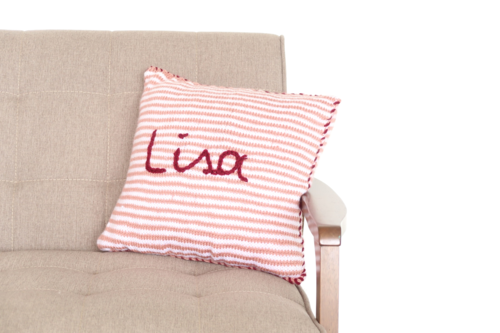 Baby Name Knit Throw Pillow