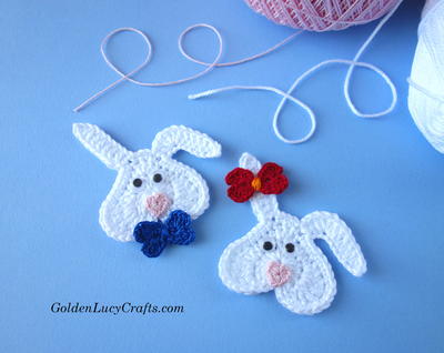 Crochet Heart Bunny Applique