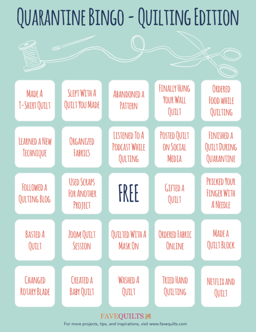 Quarantine Bingo Quilting Edition