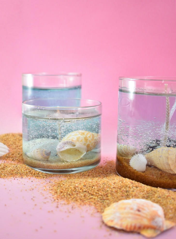 DIY Underwater Seashell Candles