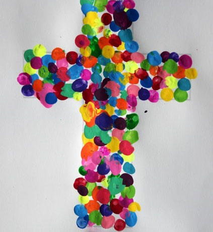 Finger Paint Cross for Kids