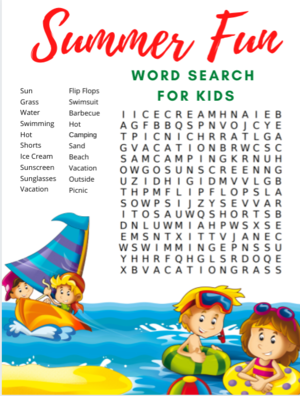 free printable summer word search for kids cheapthriftyliving com