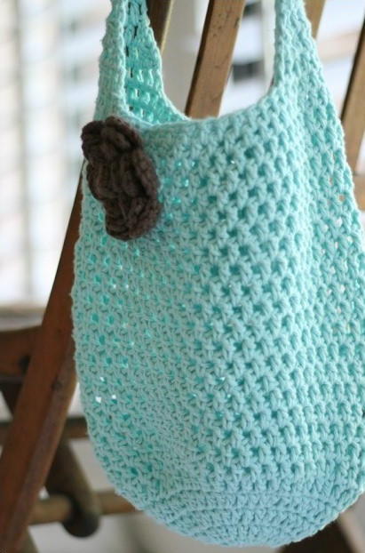 Natural Small Crochet Tote Bag