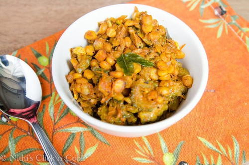 Pavakkai Kadalai Paruppu Varuval | AllFreeCopycatRecipes.com